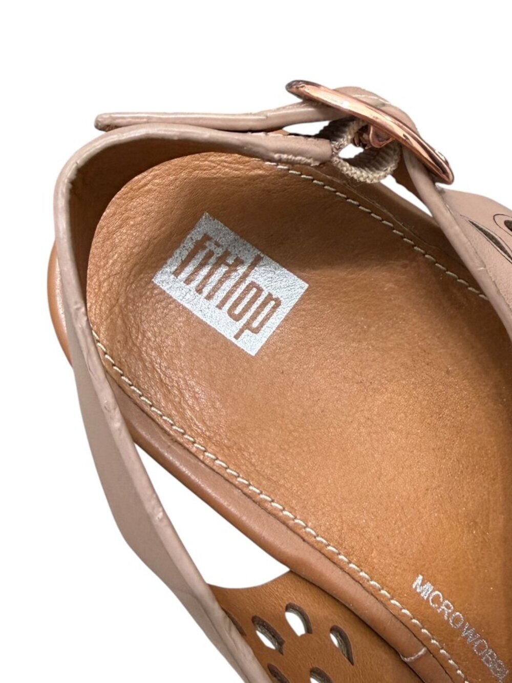 Fitflop  Eloise Leather Laser Cut Floral Platform Sandal Women's Size 7 - Picture 6 of 9